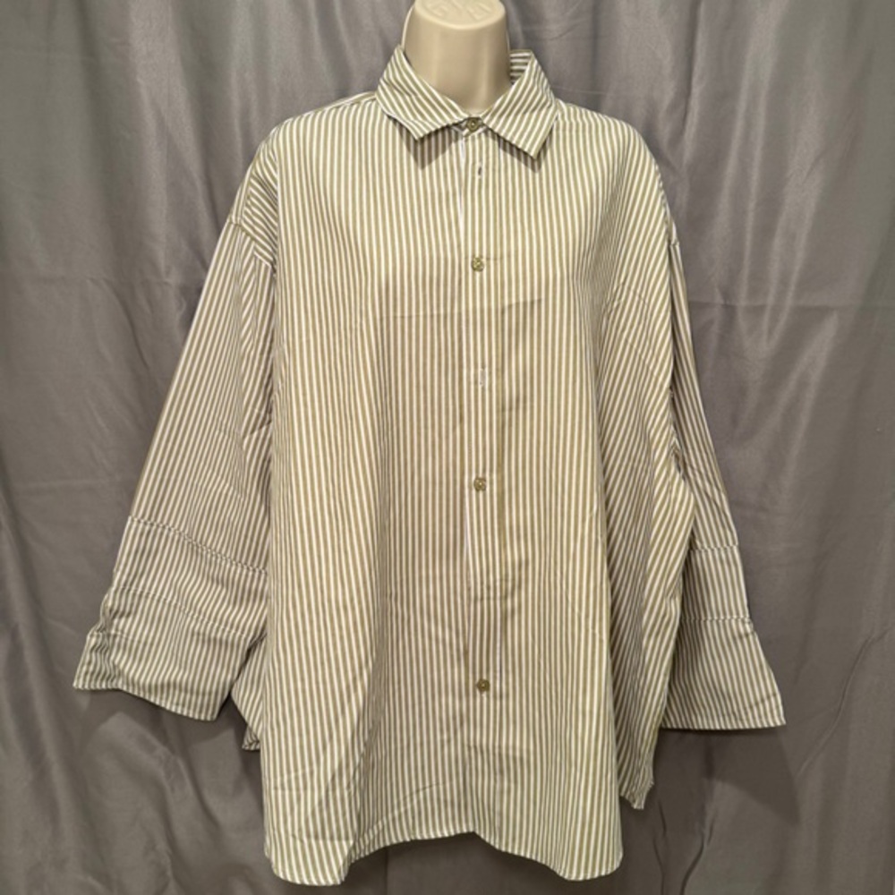 Classic Beige Striped Men's Button Down Shirt